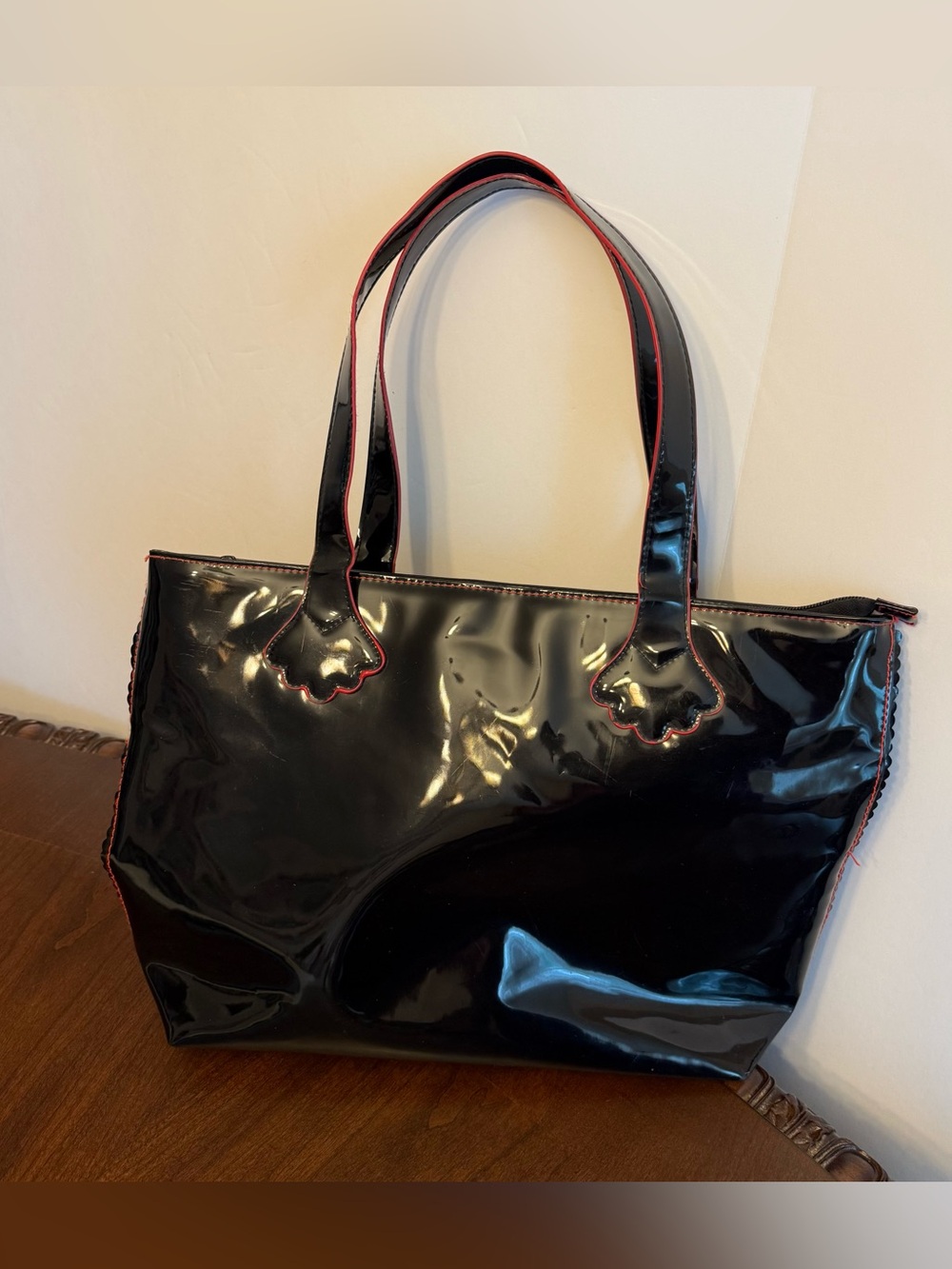 Stephanie Johnson for Saks Fifth Avenue Black Patent Leather Tote Bag